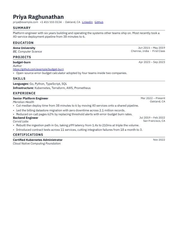 The Lattice template, rendered as a resume page